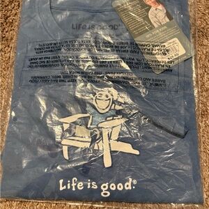 Life is Good. Men's Adirondack Jake Chill Short Sleeve Crusher Tee - Blue Medium